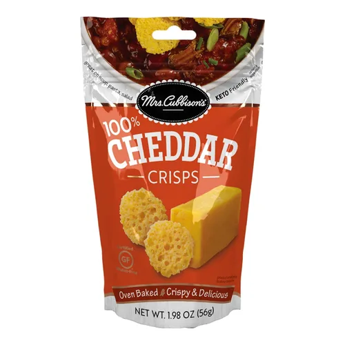 Vista 2 de Mrs. Cubbison's Cheese Crisps - Queso real, apto para dieta cetogénica, ideal para aperitivos y ensaladas, sabor cheddar, 1.98 onzas (paquete de 9)