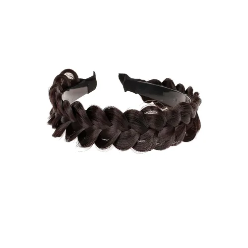 Vista 3 de Diadema trenzada de pelo sintético, aro de pelo clásico, grueso, ancho, trenzado, peluca de trenzas esponjosas, accesorio de belleza para mujeres