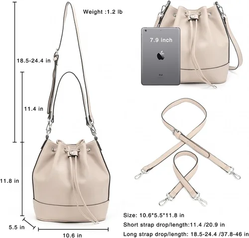 Vista 4 de AFKOMST Bolsos y monederos para mujer con cordón y bolsos de hombro con 2 correas desmontables