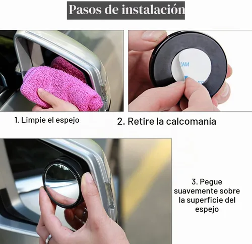 Vista 5 de 2 piezas de espejos para punto ciego, 2 pulgadas, redondos, de vidrio HD, espejos convexos de 360° de ángulo amplio para visión lateral y trasera
