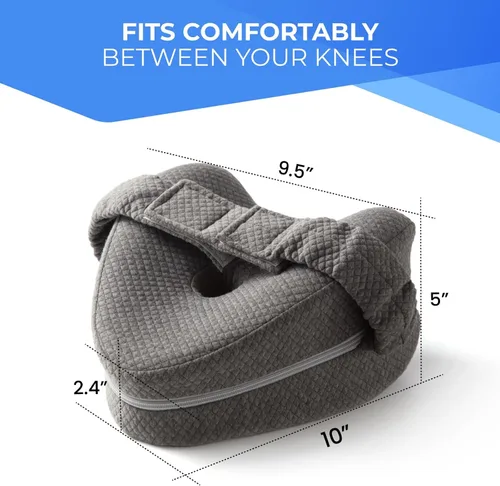 Vista 2 de Almohada de rodilla de espuma viscoelástica para personas que duermen de lado, dolor de cadera con correa ajustable, almohada entre las piernas