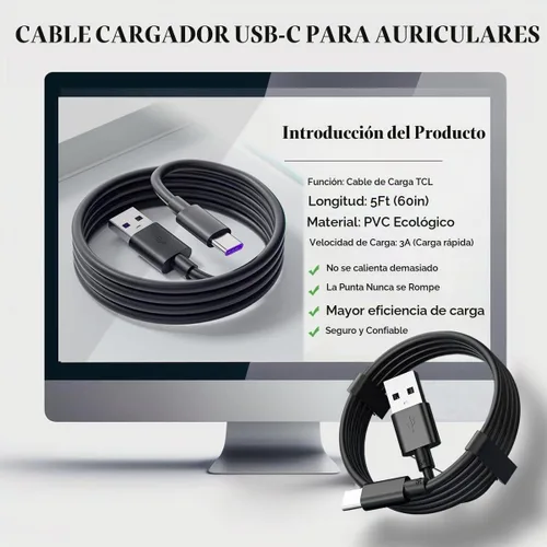 Vista 5 de Cable de carga USB C para Samsung Galaxy A14 5G, A23, A13, A54, A34, A03S, A04e, A04s, A04, A80, A70, A71, A60, A50, A40, A30, A20e, A20, A8, A8s