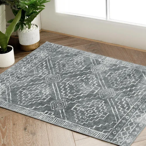 Vista 61 de jinchan - Tapete de pasillo marroquí de 2 x 6 pies con líneas, bohemio, lavable, para cocina, suave, geométrico, de lana sintética, antideslizante