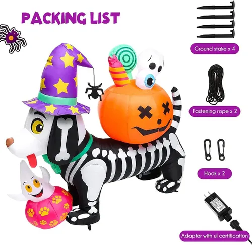 Vista 4 de Amazingforless - Decoración inflable de Halloween para patio inflable de Halloween con luces LED brillantes, tela resistente a la intemperie
