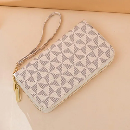 Vista 11 de Veki Billetera para mujer con doble cremallera y correa para la muñeca, monedero de cuero para tarjetas de crédito para mujeres y hombres, Negro A