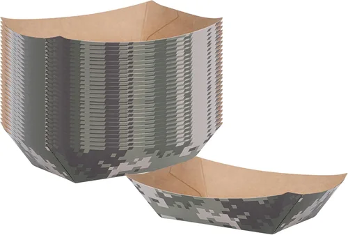 Vista 16 de Restaurantware Bio Tek 2 onzas Botes de comida desechables de 400 bandejas de papel para alimentos - Botes de papel a prueba de grasa con diseño