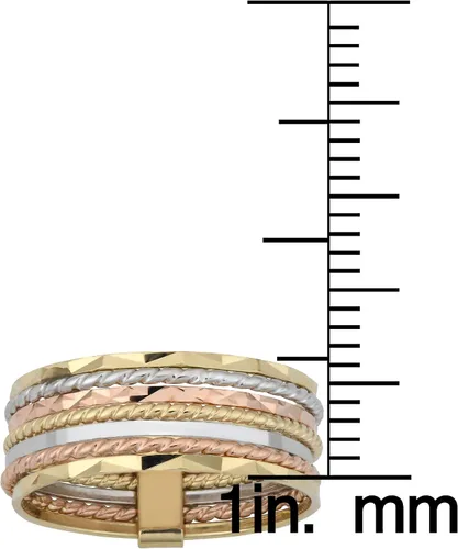 Vista 3 de Kooljewelry Anillo de oro tricolor de 14 k de 0264in de siete días de pila