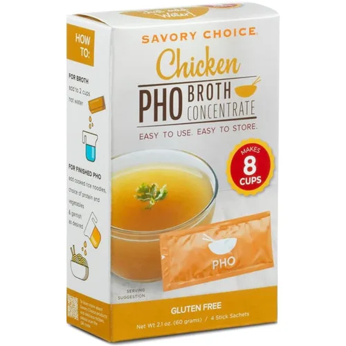 Vista 6 de SAVORY CHOICE Concentrado de caldo de pollo PHO, 2 cajas de 4 paquetes (0.53 oz) - Concentrado de caldo de PHO sin gluten, sin diario