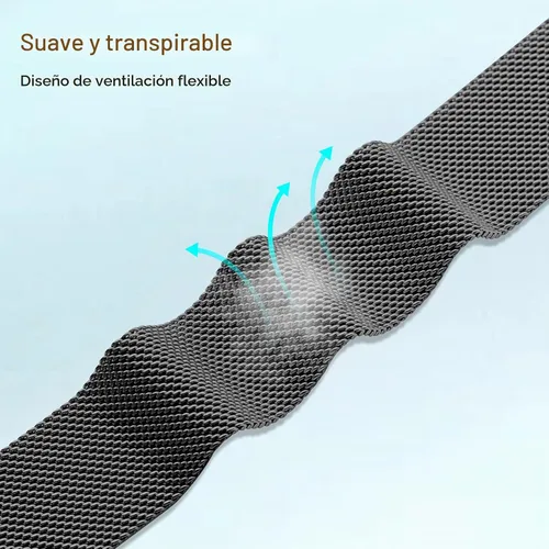 Vista 2 de Compatible con Correas Fitbit Sense Versa 4 Sense 2 y Versa 3 para Hombres Mujeres, Correa de Reemplazo de Malla Metálica Transpirable de Acero Negro