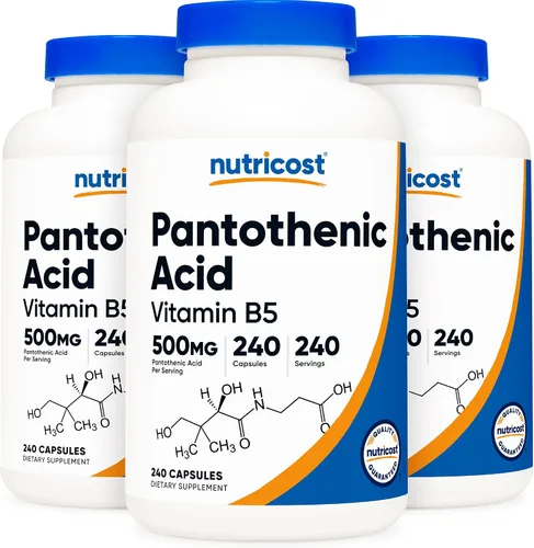 Vista 11 de Nutricost Ácido pantoténico (vitamina B5) 500 mg, 240 cápsulas (2 botellas)