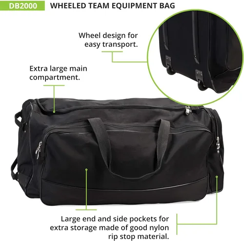 Vista 4 de Champion Sports Bolsa Deportiva con Ruedas – Bolsa de Viaje Grande de Nylon para Atletas para Béisbol, Fútbol, Baloncesto, Fútbol Americano, Hockey