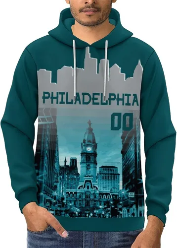 Vista 3 de Custom Football Hoodies City Night Skyline Personalized Sweatshirt Name Number Fan Gift Pullover for Men Women Youth