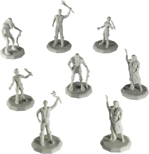 Vista 5 de Monster Townsfolk Mini Figuras de fantasía – 8 piezas de personajes campesinos no jugadores en miniatura NPC – Tamaño hexagonal de 1 pulgada