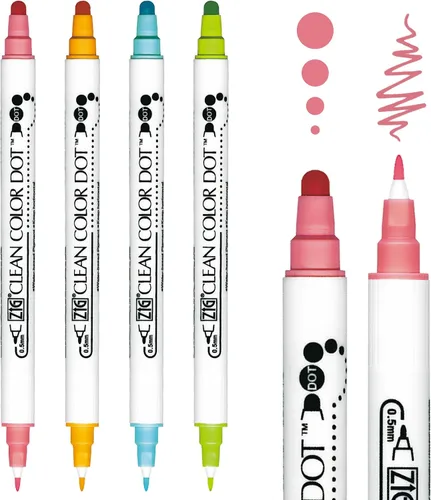 Vista 5 de Kuretake Zig 4 Clean Colour Dot Pen Set, ZZZZ-S, Multi
