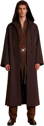 Vista 9 de Disfraz de caballero para hombre, túnica con capucha para Halloween, cosplay Negro
