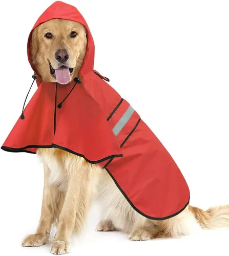 Vista 9 de Impermeables Reflectantes Impermeables para Perros - Chaqueta de Lluvia Ajustable para Cachorros, Chubasqueros Ligeros con Capucha para Perros