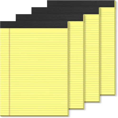 Vista 11 de Blocs de notas pequeños de 5x8 amarillos – paquete de 4, papel grueso premium de 80gsm, 30 hojas/60 páginas por bloc, páginas perforadas con rayas