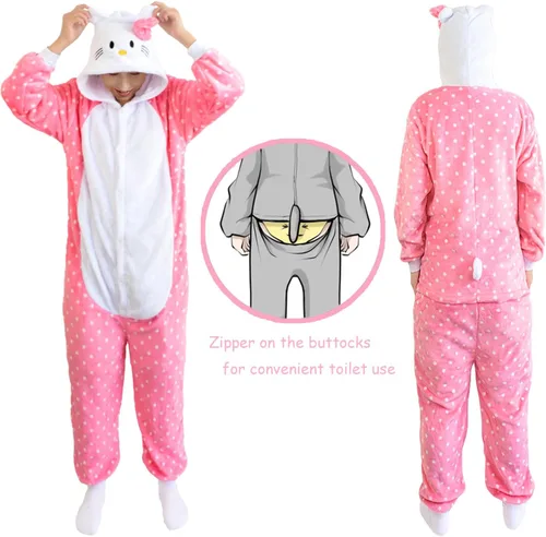 Vista 5 de Pijama de franela de una pieza para disfraz de Halloween, diseño de animal