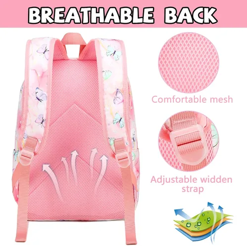 Vista 2 de BTOOP Mochila para niños en edad preescolar para niños y niñas, mochila escolar de viaje de 15 pulgadas, para niños de 3 a 8 años, rosado