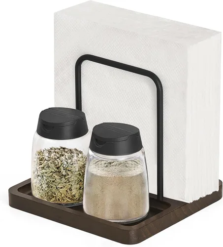 Vista 8 de Mkono Servilletero para mesa de granja, dispensador de servilletas de madera rústica, almacenamiento de servilletas de papel para cocina, comedor