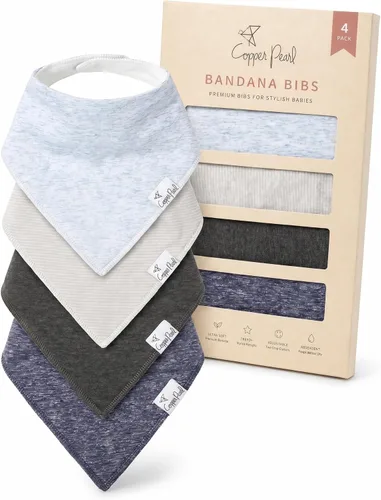 Vista 10 de Copper Pearl Baberos tipo bandana para bebé, paquete de 4 baberos de algodón suave para babear y dentición, absorbentes, ajuste ajustable, muchos