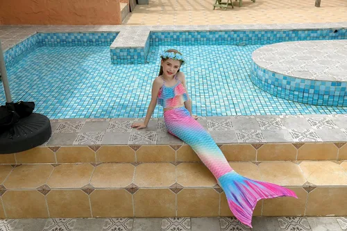 Vista 4 de DNFUN Traje de baño de sirena, sin monoaleta