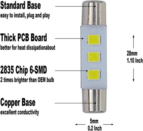 Vista 3 de Yoper - Kit de luces LED para mapa interior para Toyota Tundra 2014-2021 Espejo de tocador, placa de matrícula, blanco brillante de 6000 K