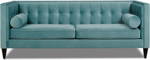 Vista 13 de Jennifer Taylor Home Kinsley - Moderno sofá copetudo esmoquin de 84 pulgadas, terciopelo burdeos