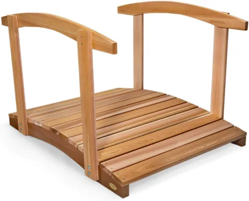 Vista 11 de All Things Cedar Puente de madera, pasarela de jardín al aire libre para estanques de patio trasero, 3 pies, natural