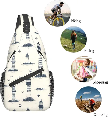 Vista 5 de Small Crossbody Bags for Women Men - Vintage Lighthouse Anchor Print Adjustable Shoulder Bag Fanny Packs Belt Sling Bag Crossbody Purses Backpack