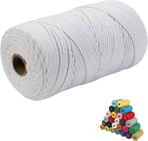 Vista 39 de Cordón de algodón para macramé, hilo torcido de 4 capas, cuerda de algodón natural, suministros perfectos de macramé, para hacer soportes colgantes