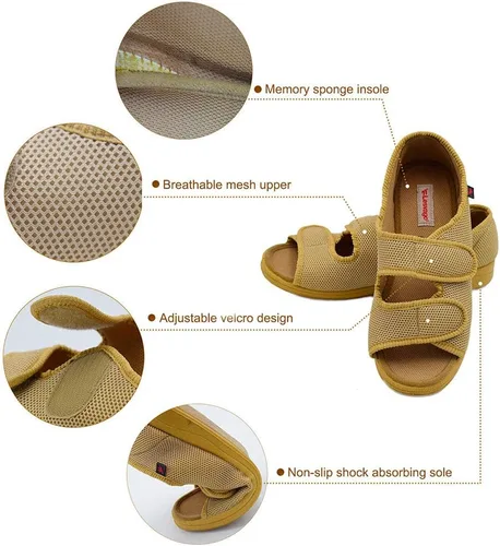 Vista 5 de W&LESVAGO Sandalias diabéticas para mujer, ancho ajustable para artritis y edema zapatos MS7008