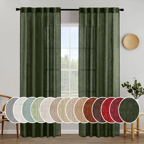 Vista 73 de MIULEE - Cortinas semitraslúcidas suaves y gruesas con textura de lino para cocina y ventana de baño, con trabilla trasera y bolsillo para Blanco