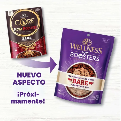 Vista 2 de Wellness Bowl Boosters Bare, complemento para comida de perro para razas pequeñas, medianas y grandes, sin cereales, natural, liofilizado