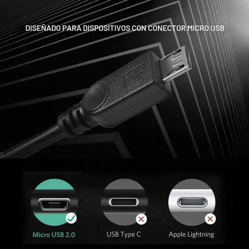 Vista 3 de UCEC Cable de carga doble micro USB Splitter que alimenta hasta dos dispositivos micro USB a la vez desde un solo puerto USB (paquete de 1)