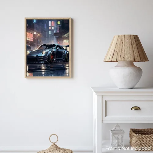 Vista 7 de Inspirational Wall Art Co. - Turbo Porsche 911 2023 - Carteles de coche para habitación de niños - Decoración de pared del automóvil - Decoración