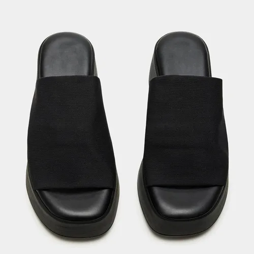 Vista 4 de DOBOYG Sandalias de plataforma para mujer, con puntera abierta, color negro, para playa