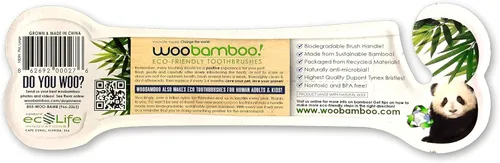 Vista 2 de Woobamboo! Cepillo de dientes ecológico de bambú para perros de raza grande, biodegradable, plástico negativo (paquete de 2)