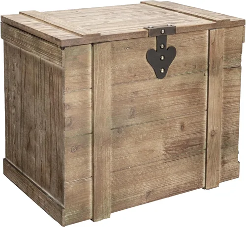 Vista 6 de Household Essentials Baúl decorativo de estilo victoriano, acabado en madera envejecida y acentos metálicos, con tapa completamente abierta y asas