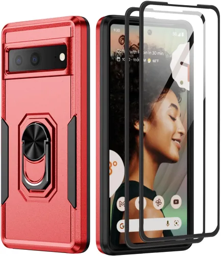 Vista 9 de Funda para Google Pixel 6A 5G con protector de pantalla, grado militar, de doble capa, resistente, a prueba de golpes, cubierta protectora de cuerpo