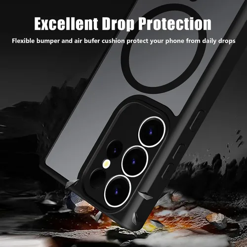 Vista 4 de Funda magnética para Samsung Galaxy S23 FE - [Compatible con MagSafe] [prueba de caídas de grado militar] Funda delgada translúcida mate