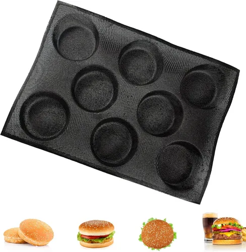 Vista 10 de Dioycli Molde de pan de silicona para hornear pan grande de baguette sartén perforada para bollos de perritos calientes, 4 panes, alfombrilla