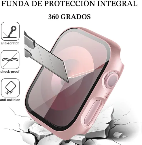Vista 3 de 6-Pack Case with Screen Protector for Apple Watch SE3/SE2/SE/6/5/4 44mm Negro/Transparente/Rosa/Blanco/Starlight/Oro Rosa
