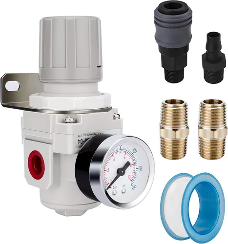 Vista 7 de NANPU Regulador de aire NPT de 1" para sistema de aire comprimido, calibre de acero protegido de 150 psi 150 psi Steel-Protected Gauge