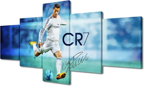 Vista 24 de TUMOVO Lienzo decorativo para pared, cuadro de Cristiano Ronaldo, cuadros de club de fútbol, impresiones en lienzo, póster de arte de pared, arte