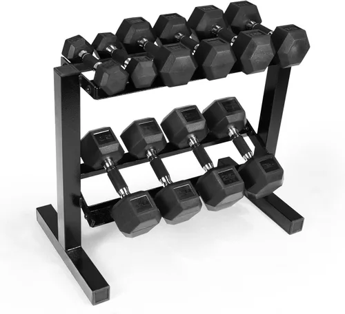 Vista 12 de CAP Barbell Juego de mancuernas de 150 libras con estante de 2 niveles Múltiples opciones Blanco