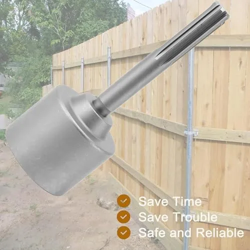 Vista 5 de Controlador de poste en T, vástago de 5 hoyos, acero de 7.9 in de longitud, poste de mano Pounder T, accesorio para poste de valla SDS-MAX U poste