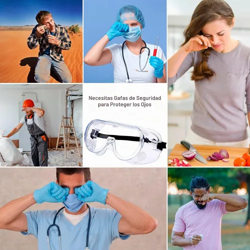 Vista 4 de Paquete de 10 gafas de seguridad, gafas protectoras antivaho sobre lentes, protección ocular ajustable resistente a salpicaduras para laboratorio