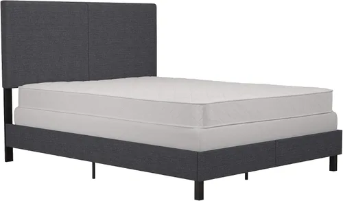 Vista 8 de DHP Janford - Cama tapizada con diseño elegante, Tela, Gris (Grey Linen)