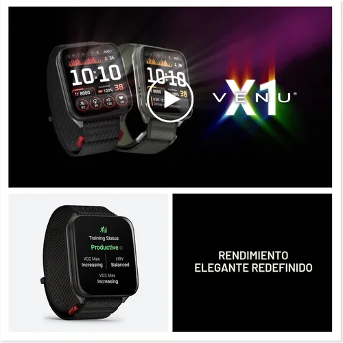 Vista 8 de Garmin® Venu® X1, Reloj inteligente GPS delgado y ligero, pantalla AMOLED, funciones avanzadas de salud y fitness, negro con respaldo de caja